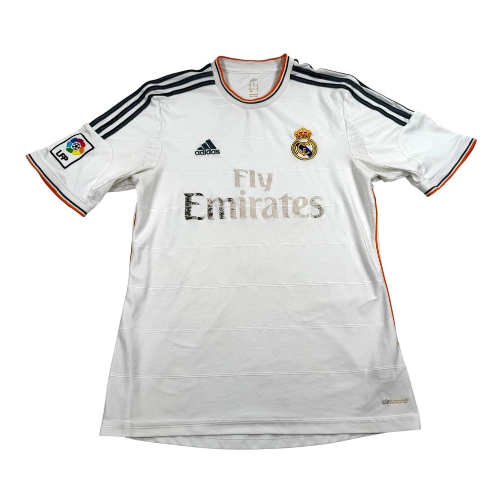 2013-14 Real Madrid Jersey Mens Medium White Soccer Adidas Fly Emirates Home